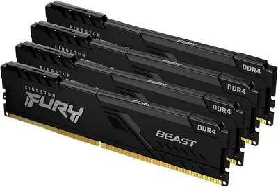 Memoria RAM Kingston Dimm DDR4 32GB 3200MT/S Fury Beast Black Xmp RGB CL16 288PIN 1.35V C/disipador de Calor P/pc/gamer/alto Rendimiento KF432C16BB2A/32