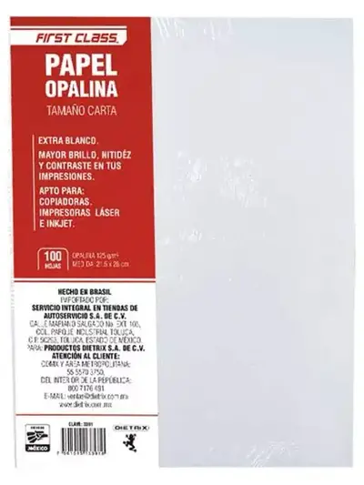 PAPEL OPALINA DIETRIX 100 HOJAS TAMAÑO Carta