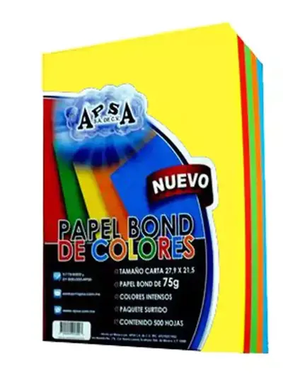 Hojas de color tamaño carta APSA colores surtido pastel