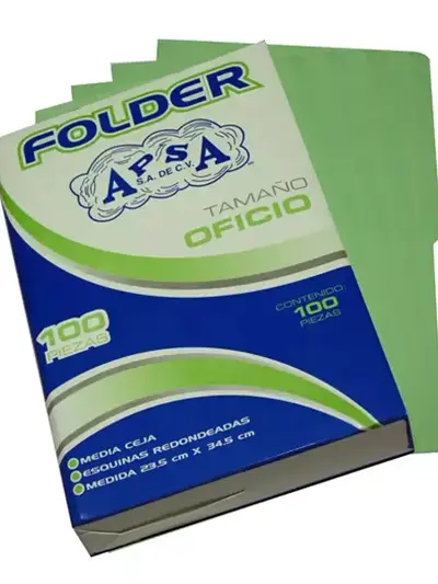 Folder verde APSA tamaño oficio