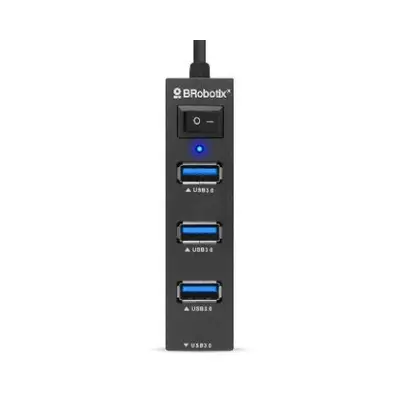Docking Station Brobotix 4 en 1, Usb-c Macho X1 a Usb-a V3.0 X4, con Switch, Negro