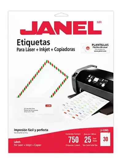 Etiqueta láser mod J-5260 blanca JANEL
