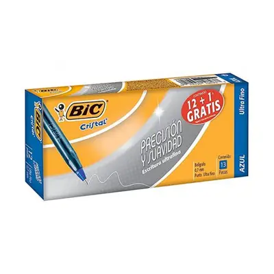 Bolígrafo BIC cristal azul punto fino