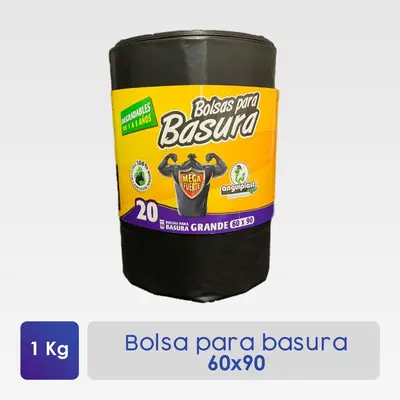 Bolsas para basura de polietileno negras calibre 300 de 60 x 90 cm