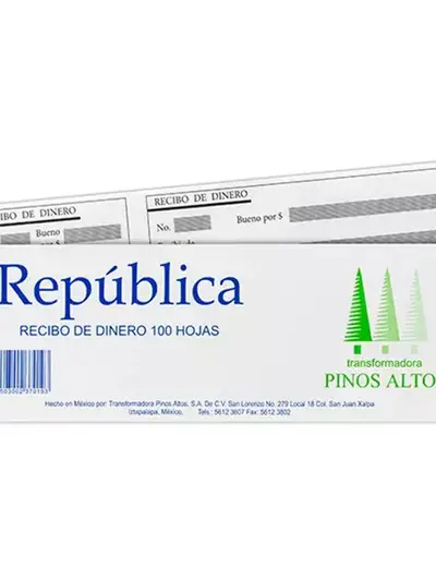 Recibo de dinero Pinos Altos block
