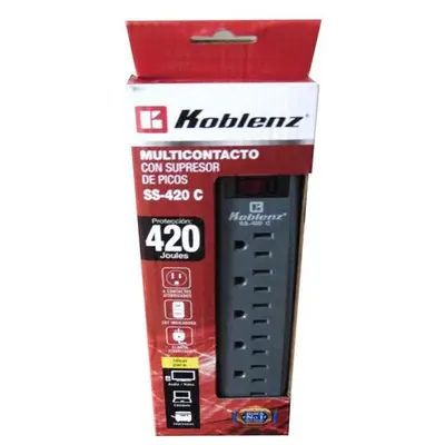 Supresor de Picos Koblenz SS-420-C, 420 Joules, 6 Contactos Aterrizados Nema 5-15R. 1 Año de Garanta SKU 00-5340-00-5