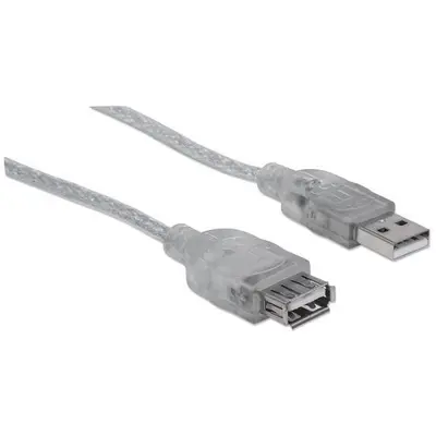 Cable USB, Manhattan, 340496, V2.0 Ext. 3.0M Plata