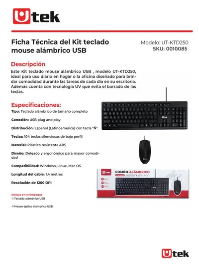 Kit Teclado Alámbrico USB