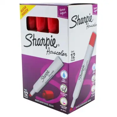 Sharpie acuacolor con 12 piezas color rojo