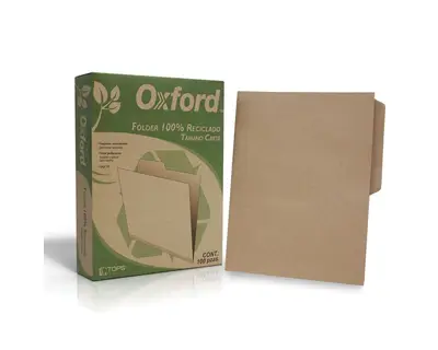 Folder kraft Oxford carta ceja 1/2 caja paquete C/100