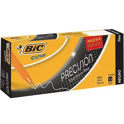 Bolígrafo BIC cristal negro punto fino