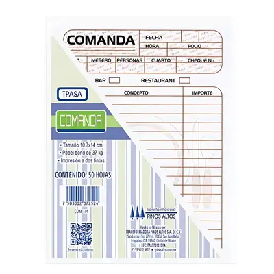 Comanda Pinos Altos de 1/4 carta blíster 3 blocks 50 hojas