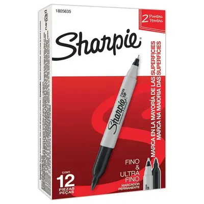 Marcador Sharpie doble punta negro caja 12 piezas
