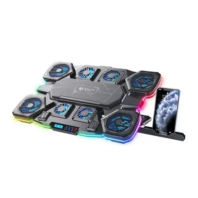 Base Enfriadora Gamer Balam Rush Eolox Cryotech EF780 / Laptop 17 Pulg / Velocidad Ajustable / 7 Niveles de Altura / 10 Modos de Iluminacion / Soporte P- Celular / Placa Metalica / Negro / BR-941112