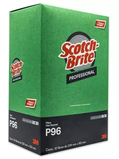 Fibra verde Scotch-Brite 3M caja con 12 piezas P-96 de uso general de 22.9 x 15.2 cm
