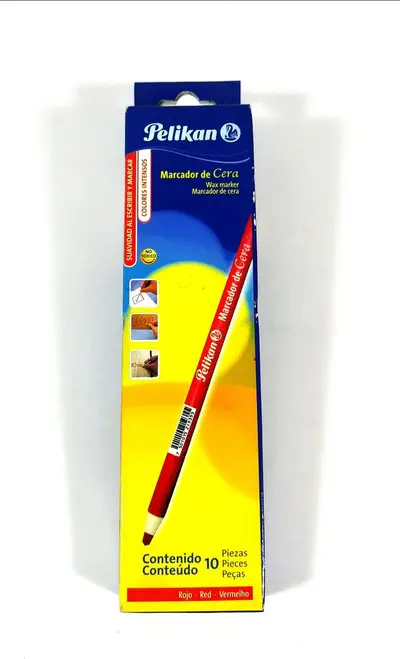 Marcador de cera Pelikan color rojo caja con 10 marcadores