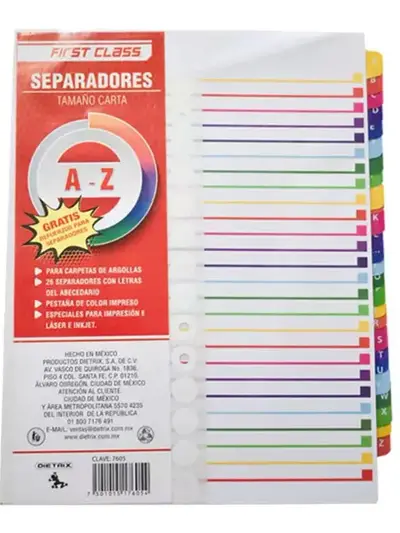 Separadores Dietrix tamaño carta