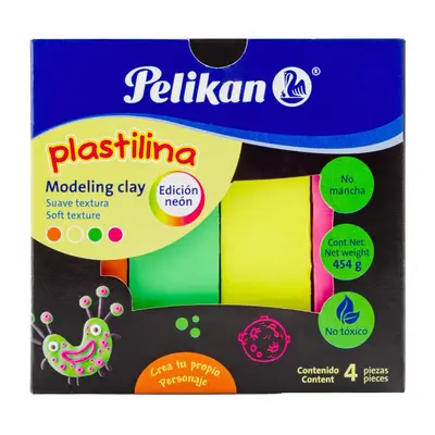 Plastilina Pelikan colores neón caja con 10 barras