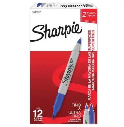 Marcador Sharpie doble punta azul caja