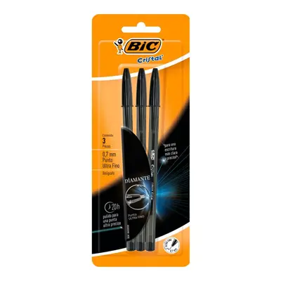 Bolígrafo BIC cristal diamante negro