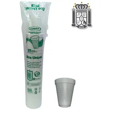 Vaso térmico Dart #8 de 8 oz (237 ml) blanco paquete con 25 piezas