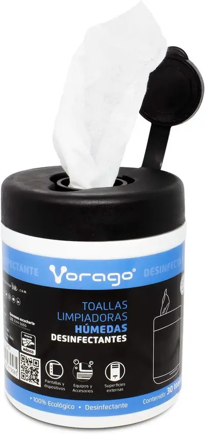 Toallas Humedas Desinfectantes / Vorago / CLN-107 / Bote 30PZ