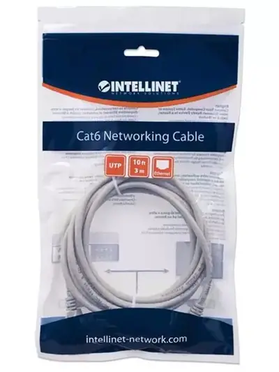 Cable Patch, Intellinet, 334129, Cat 6, 3.0M10.0F Utp Gris
