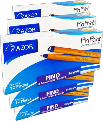 Pluma Boligrafo Pin Point Azul C/12 Pzas .7mm
