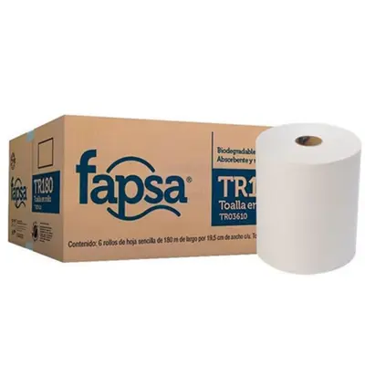 Toalla Fapsa en rollo blanca de 180 m