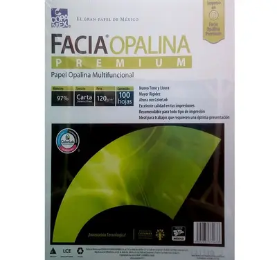 Paquete de papel opalina blancura 97%