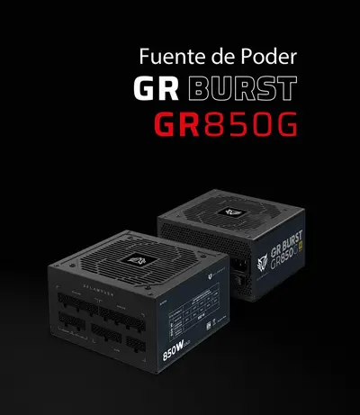 Fuente de Poder Gamer Balam Rush Gr Burst GR850G / Certificada / 850W / 80 Plus Gold / ATX / Full Modular / Bajo Nivel de Ruido / 5 Años de Garantia / Negro / BR-937658