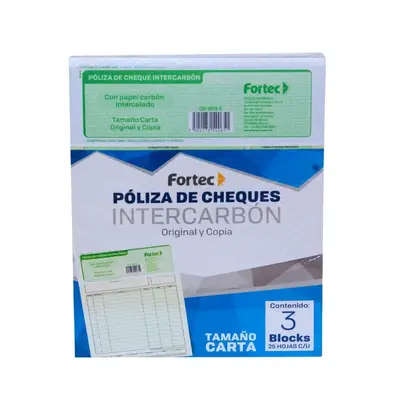 Póliza de cheque duplicado Fortec carta