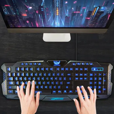 Teclado USB Iluminado RGB Tricolor