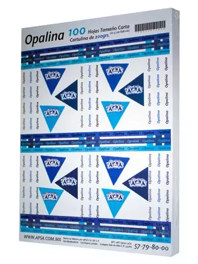 Papel opalina blanca 90% blancura APSA