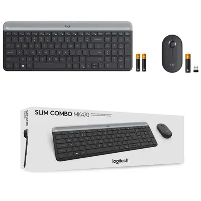 Teclado y Mouse Logitech MK470 Slim Inalambrico Receptor USB (español) Negro