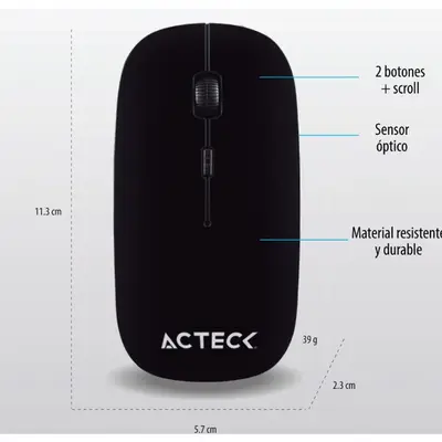 Mouse Acteck inalámbrico negro