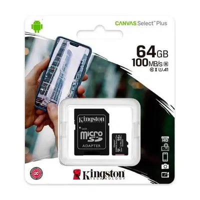 Memoria Flash Micro SD Kingston SDXC Canvas Select Plus 128GB 150MB/S Uhs-i U1 V10 C/adaptador (SDCS3/128GB)