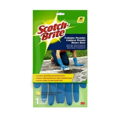 Guantes de látex azules afelpados Scotch-Brite 3M universales talla mediana, 1 par