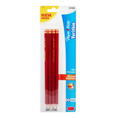 Lápiz checador Verithin rojo, tarjeta