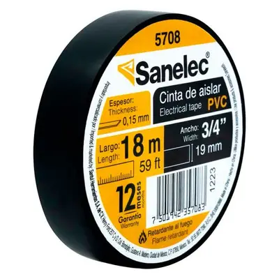Cinta de aislar Santul 18m color negra