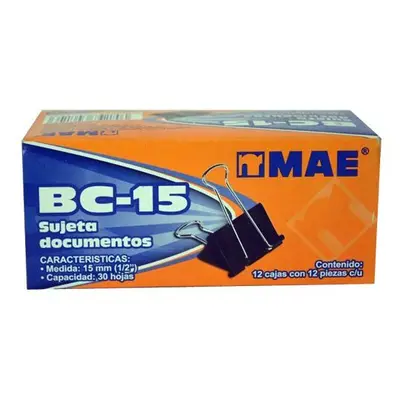 Sujetadocumentos mae de 15 mm 12 piezas