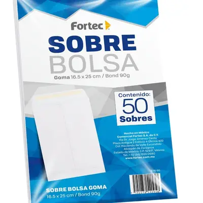Sobre blanco engomado Fortec esquela