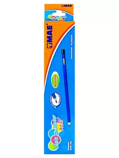 Lapiz checador mae color azul caja con 10 PZ