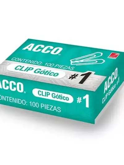 Clip gótico no. 1 ACCO capacidad hasta 25 hojas de acero color cromo