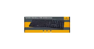 Teclado Alambrico Resistente a Salpicaduras y Derrames Teclas de Membrana Conector USB Perfect Choice - Negro