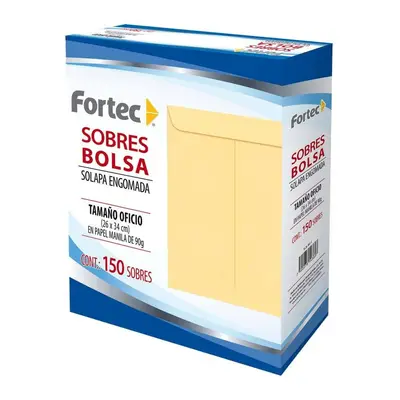 Sobre manila engomado Fortec oficio caja 1 paquete con 50 sobres