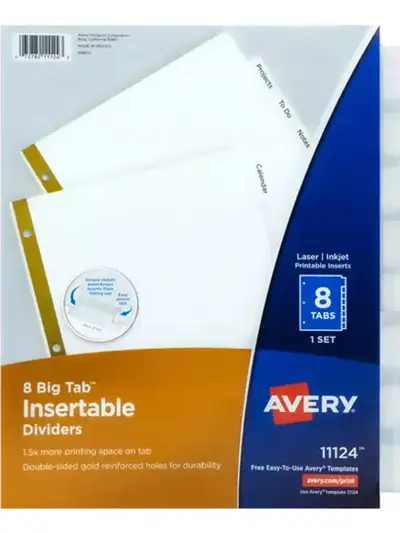 Separador blanco carta 8 divisiones