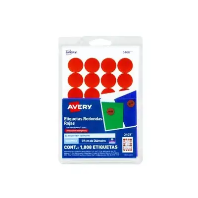 Etiqueta redonda removible rojo AVERY