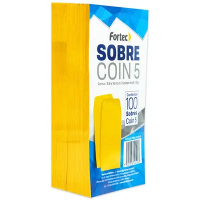 Sobre coin No. 5 Fortec Kraft engomado